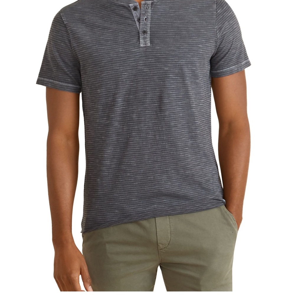 Men's Marine Layer Gray Striped Henley Shirt
